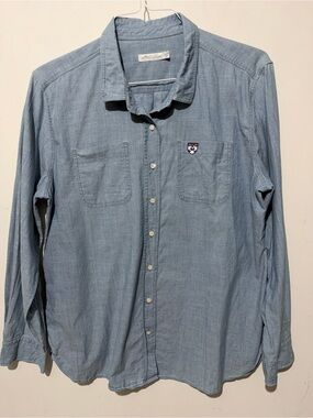 Vintage Peter Millar University of Pennsylvania Penn Chambray Denim Sports Shirt